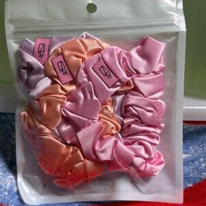 Refreshments Scrunch Bunch Satin Hair Scrunchie Set Pink Peach Lavender
